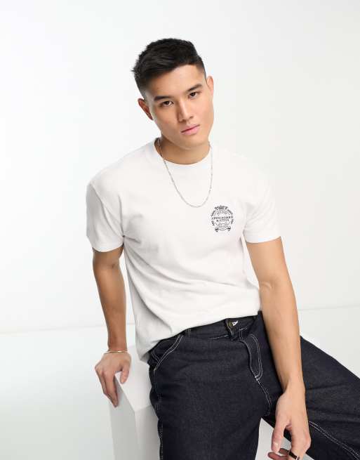 Abercrombie & Fitch – Vit t-shirt med emblemlogga