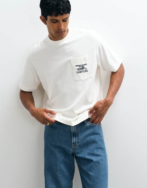Abercrombie & Fitch – Vit t-shirt med Hamptons-tryck baktill - view 1