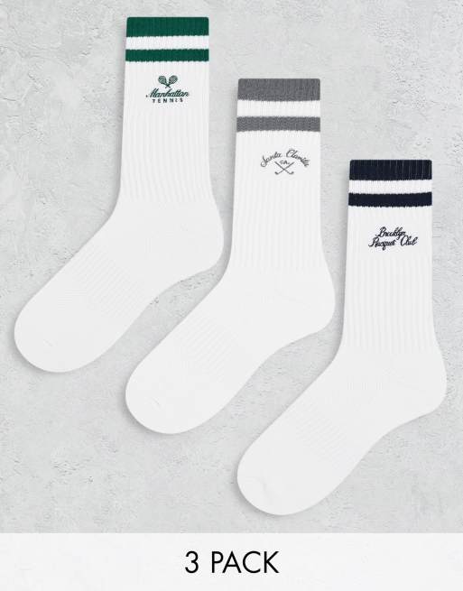 Abercrombie & Fitch – Vita träningsstrumpor med klubblogga i retrostil, 3-pack