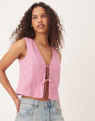 Abercrombie & Fitch - Vorn gebundenes Trägertop in Rosa