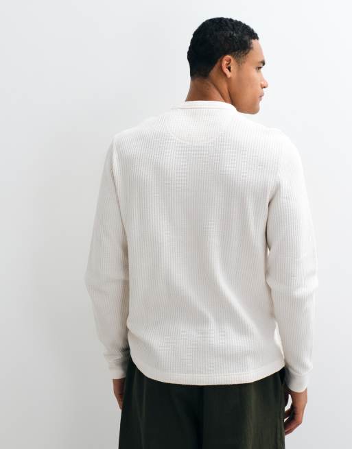 Abercrombie & Fitch waffle crew neck long sleeve top in white , 5 of 8
