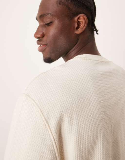 Abercrombie & Fitch waffle crop long sleeve t-shirt in beige