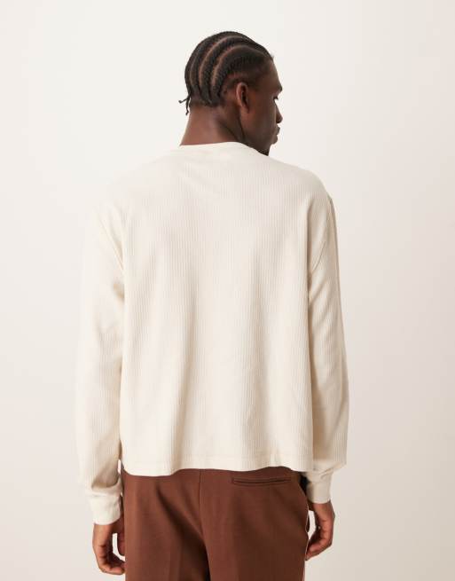 Abercrombie & Fitch waffle crop long sleeve t-shirt in beige