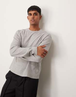 Abercrombie & Fitch Abercrombie & Fitch waffle crop long sleeve t-shirt in grey marl