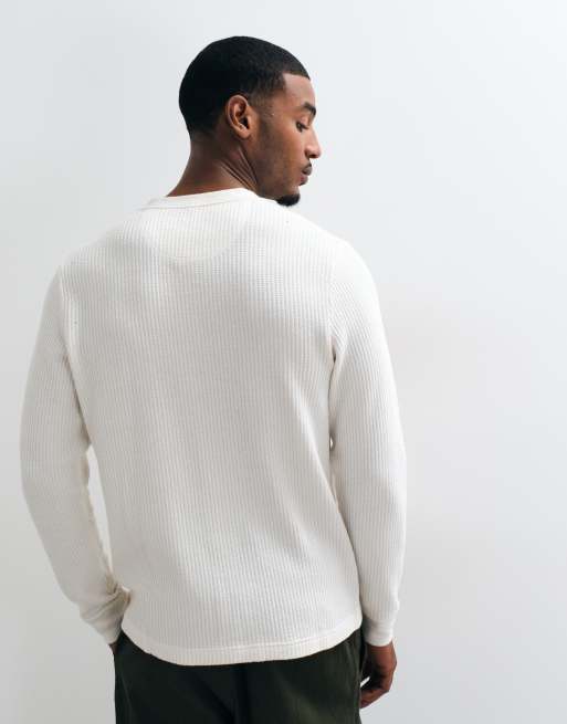 Abercrombie & Fitch waffle henley top in white, 5 of 5