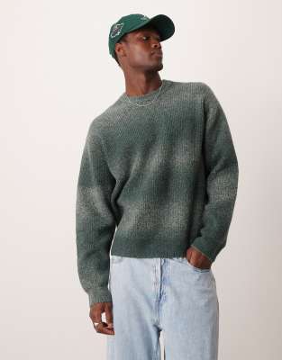 Abercrombie & Fitch Abercrombie & Fitch warm handed space dye oversized knit jumper in green