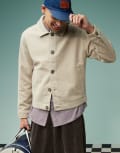 [Abercrombie & Fitch] Abercrombie & Fitch warm handed wool look 2 pocket overshirt in beige-Neutral XL beige