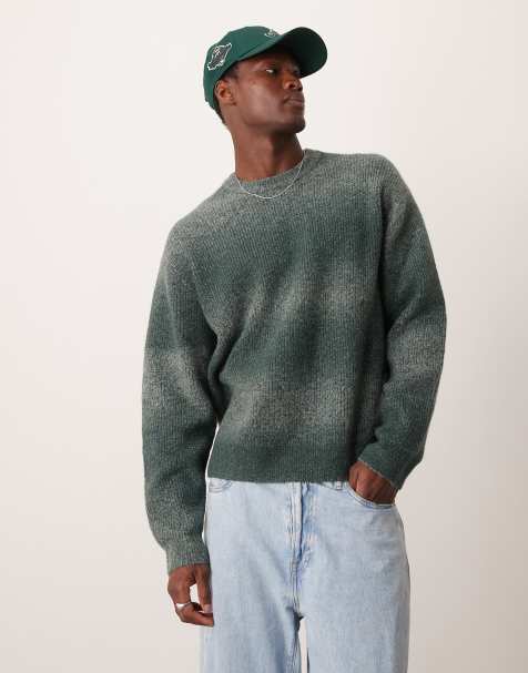 Abercrombie & Fitch – Warmer Oversize-Strickpullover in Grün mit Space-Dye-Muster - view 1