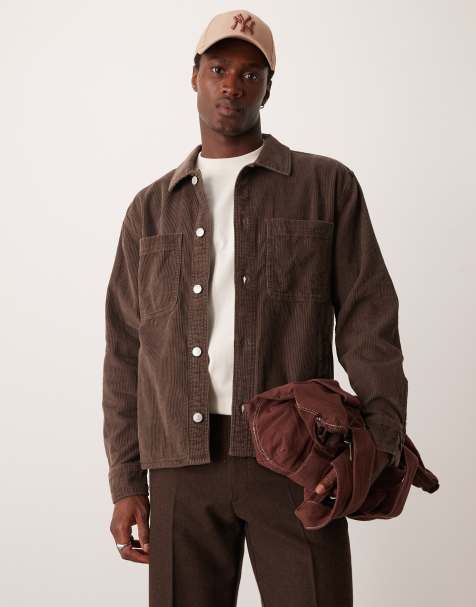 Abercrombie & Fitch washed cord overshirt in brown - view 1