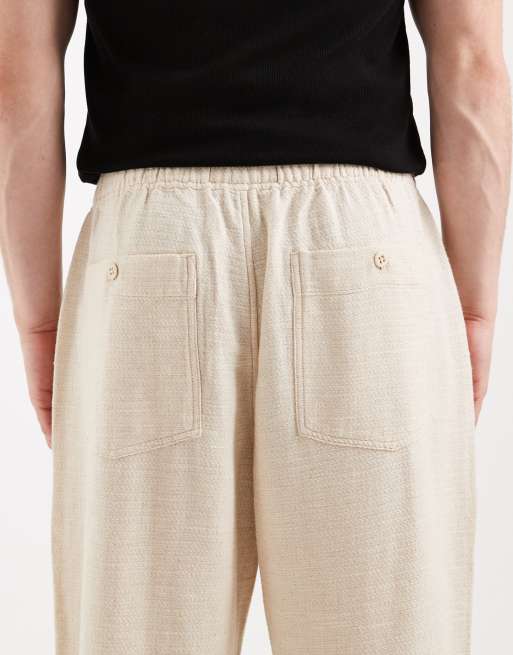 Abercrombie & Fitch – Weit geschnittene Hose aus Leinenmix in Cremeweiß, 5 von 5