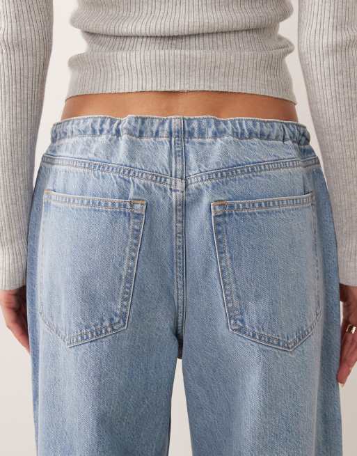 Abercrombie & Fitch – Weit geschnittene Jeans in hellblauer Waschung mit Tunnelzug am Bund, 4 von 5