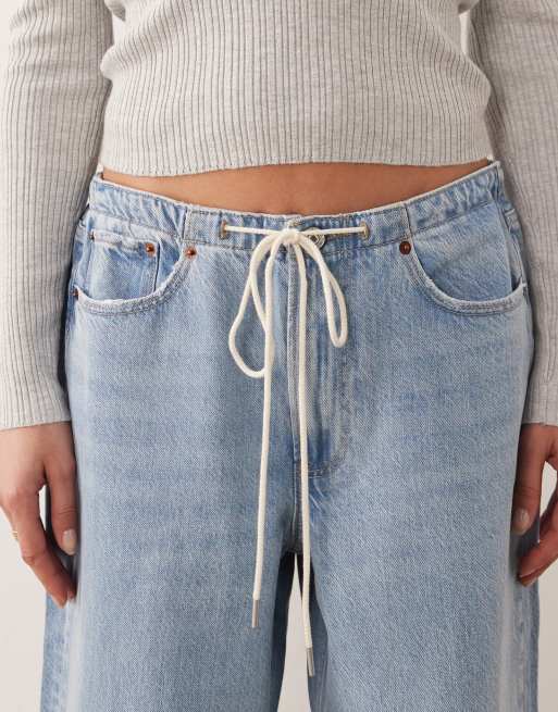 Abercrombie & Fitch – Weit geschnittene Jeans in hellblauer Waschung mit Tunnelzug am Bund, 5 von 5