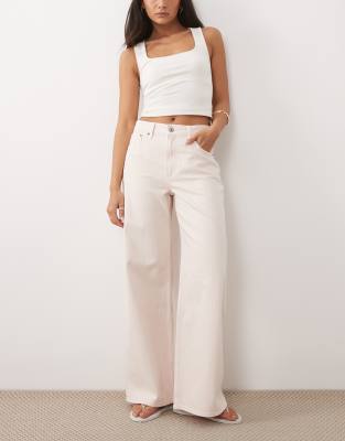 Abercrombie & Fitch - Weit geschnittene Jeans in Hellrosa mit hohem Bund