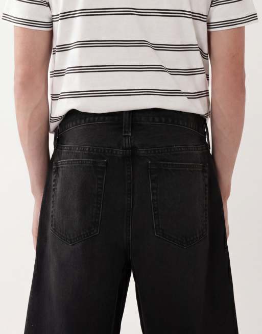 Abercrombie & Fitch – Weite Jeans-Shorts in schwarzer Waschung, 5 von 5