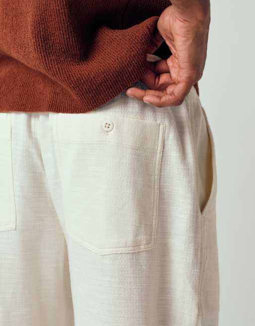 Abercrombie & Fitch – Weite, rustikale Hose aus Baumwoll-Leinenmix in Weiß, 4 von 12