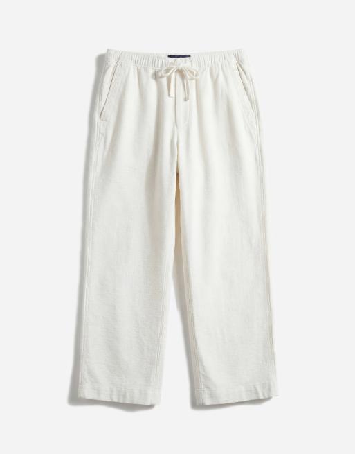 Abercrombie & Fitch – Weite, rustikale Hose aus Baumwoll-Leinenmix in Weiß, 6 von 12