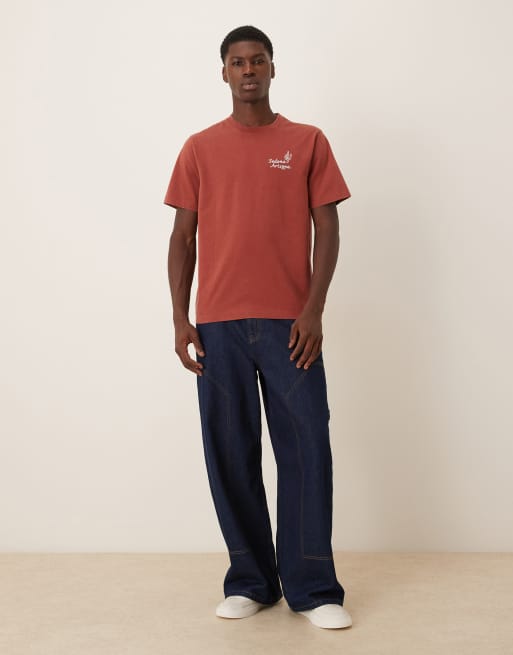 Abercrombie & Fitch western graphic back print t-shirt in red, 2 of 5