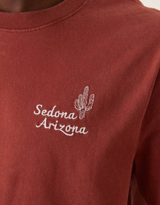 Abercrombie & Fitch western graphic back print t-shirt in red, 5 of 5