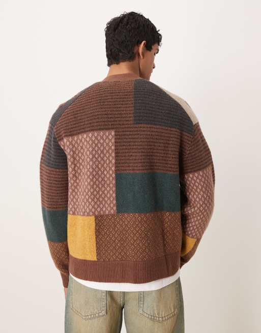 Abercrombie & Fitch western graphic cardigan in brown, 3 of 5