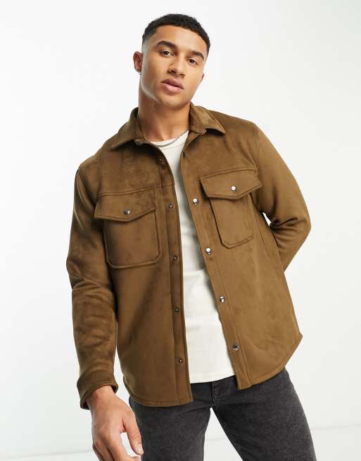 Abercrombie & Fitch - Western overhemd van imitatiesuède in bruin