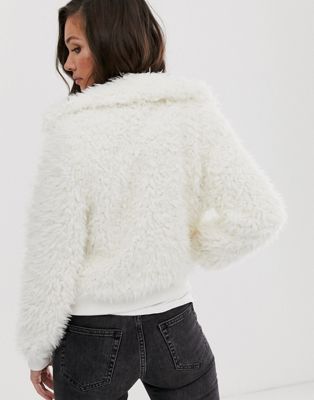 Abercrombie \u0026 Fitch white furry jacket 