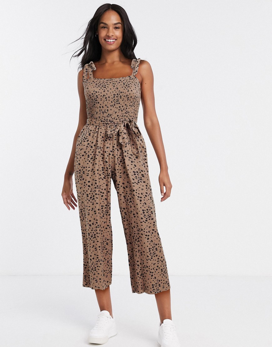 Abercrombie & Fitch wide leg cami jumpsuit in ditsy print-Multi
