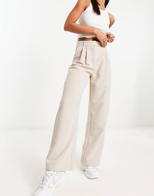 Abercrombie & Fitch wide leg tailored pants in grey