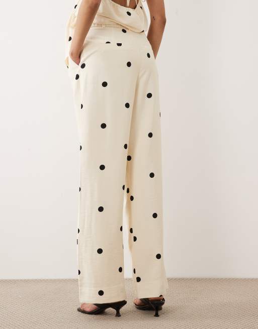 Abercrombie & Fitch wide leg tailored trouser co-ord in white polka dot, 5 of 5