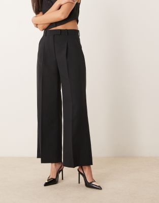 Abercrombie & Fitch Abercrombie & Fitch wide leg tailored trousers in black