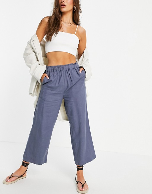 Abercrombie & Fitch wide leg trousers in blue