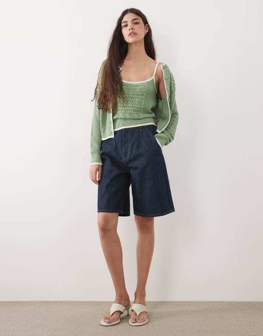 Abercrombie & Fitch – Wimbledon – 2-i-1 – Grönt, stickat linne och kofta, 2 av 4