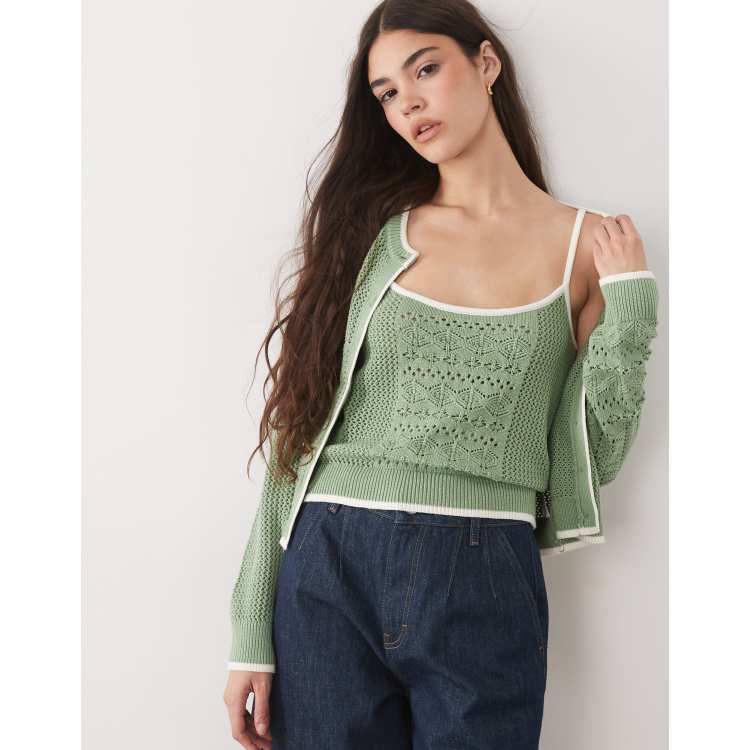 Abercrombie & Fitch Wimbledon 2-in-1 knit cami and cardigan in