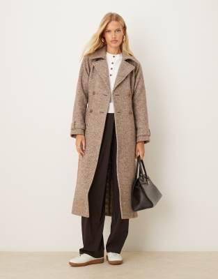 Abercrombie & Fitch - Woll-Trenchcoat in Graubeige mit Gürtel-Neutral