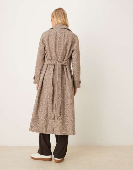 Abercrombie & Fitch – Woll-Trenchcoat in Graubeige mit Gürtel, 3 von 4