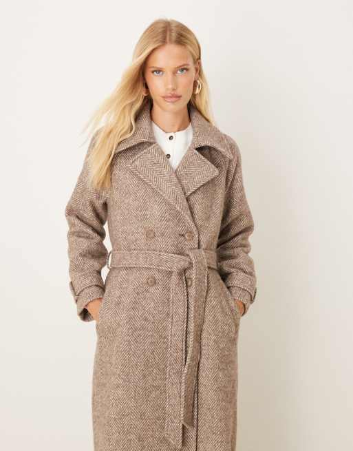 Abercrombie & Fitch – Woll-Trenchcoat in Graubeige mit Gürtel, 4 von 4
