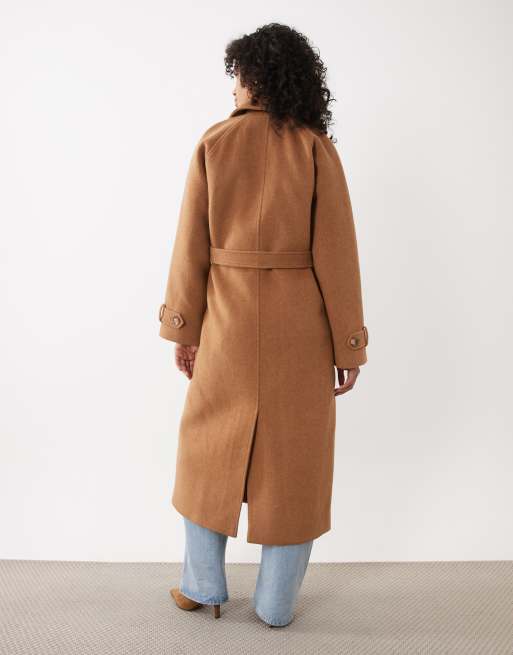 Abercrombie & Fitch wool blend belted trench coat in camel, 3 of 4