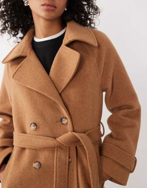 Abercrombie & Fitch wool blend belted trench coat in camel, 4 of 4