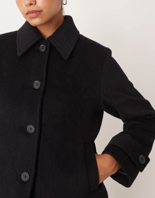 Abercrombie & Fitch wool blend button up short jacket in black, 2 of 4