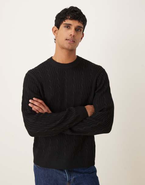 Abercrombie & Fitch wool blend cable knit jumper in black - view 1