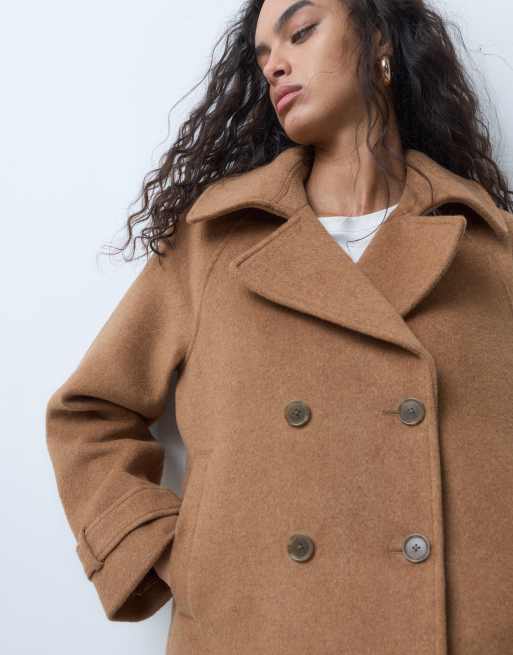 Abercrombie & Fitch wool blend cropped jacket in camel, 2 of 5
