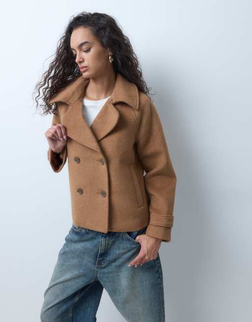 Abercrombie & Fitch wool blend cropped jacket in camel, 5 of 5
