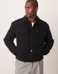 [Abercrombie & Fitch] Abercrombie & Fitch wool blend cropped trucker jacket in charcoal-Grey M charcoal