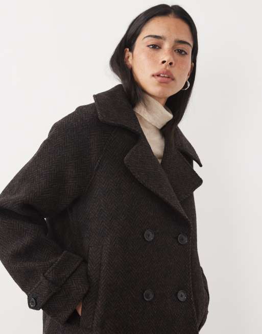 Abercrombie & Fitch wool blend jacket in brown herringbone, 2 of 4