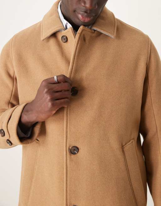 Abercrombie & Fitch wool blend mac coat in light brown marl