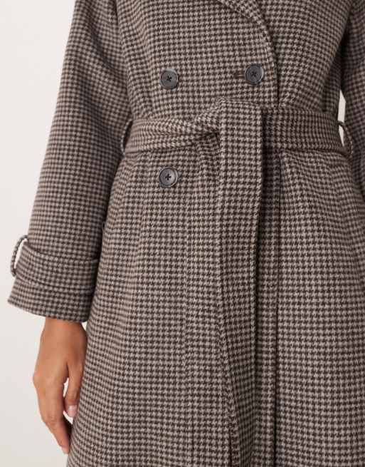 Abercrombie & Fitch wool blend maxi trench coat in gingham, 3 of 4