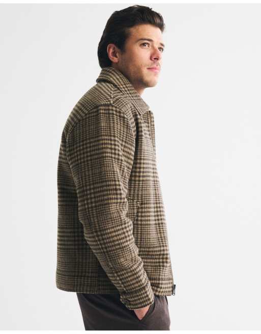 Abercrombie & Fitch Wool-blend zip jacket in light brown plaid, 4 of 7