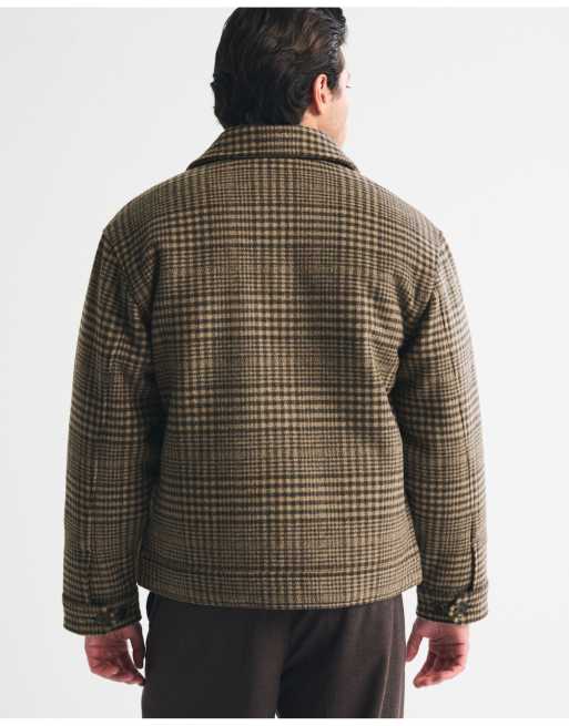 Abercrombie & Fitch Wool-blend zip jacket in light brown plaid, 5 of 7