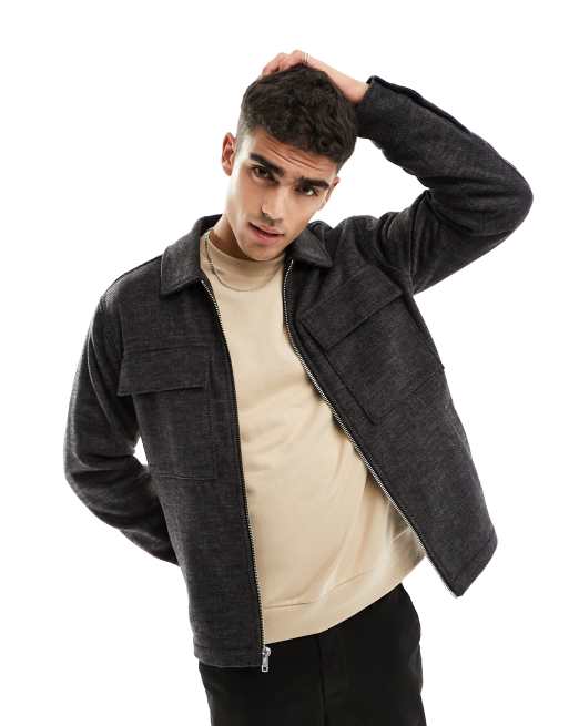 Men's Vegan Suede Zip Shirt Jacket