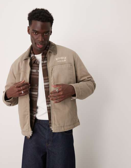 Abercrombie & Fitch - Workwear - Truckerjack met sherpavoering in beige
