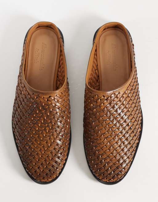Abercrombie & Fitch woven leather mules in brown, 2 of 4